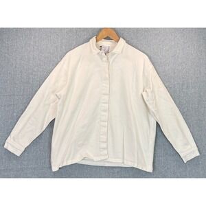 Noble‎ 31 Women's Oversized White Button Down Denim Long Sleeve Shirt Jacket XL